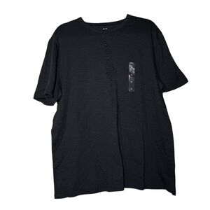 GAP Lived-In Henley Short Sleeve Tee Black Size XL Cotton